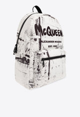 Alexander McQueen Contrasting Graffiti Leather Backpack White 646457 1AAR0-1070