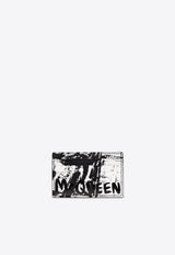 Alexander McQueen Graffiti Logo Leather Cardholder Black 736230 1AAR6-1070