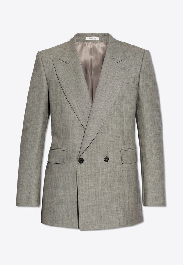 Alexander McQueen Double-Breasted Wool Blazer Gray 774654 QUAAY-1270