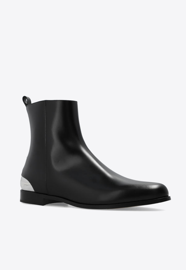 Alexander McQueen Metal Heel Ankle Boots Black 777947 WIES3-1081