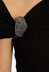 Alexander McQueen Asymmetric Crystal Knot Mini Dress Black 780531 QLAAY-1000