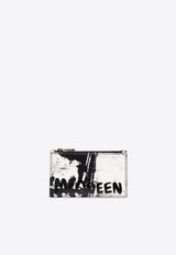 Alexander McQueen Graffiti Logo Leather Zip Cardholder Black 779481 1AAR6-1070