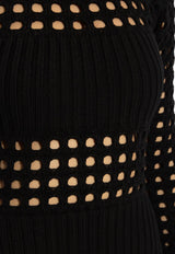 Alexander McQueen Knitted Mesh Midi Dress Black 780455 Q1A8M-1000