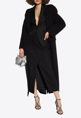 Alexander McQueen Slashed Pencil Wool Skirt Black 780563 QEAE6-1000