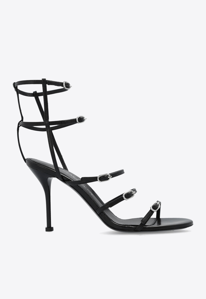 Alexander McQueen 90 Strappy Leather Sandals Black 780741 WIEX0-1000