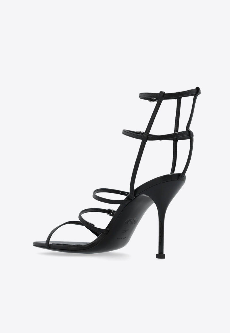 Alexander McQueen 90 Strappy Leather Sandals Black 780741 WIEX0-1000