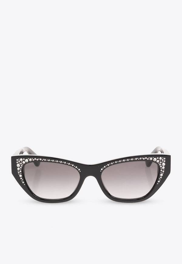Alexander McQueen Crystal Paved Cat-Eye Sunglasses Gray 781190 J0749-1053