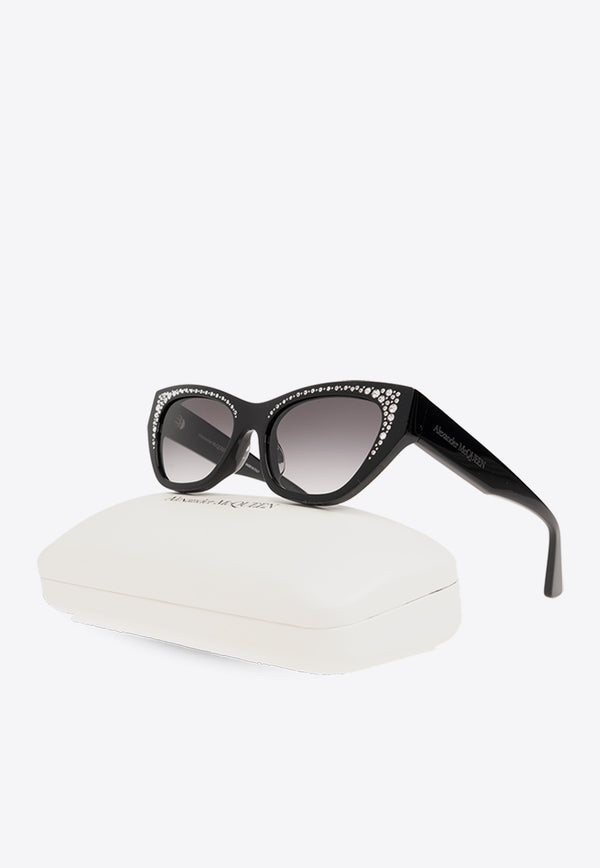 Alexander McQueen Crystal Paved Cat-Eye Sunglasses Gray 781190 J0749-1053