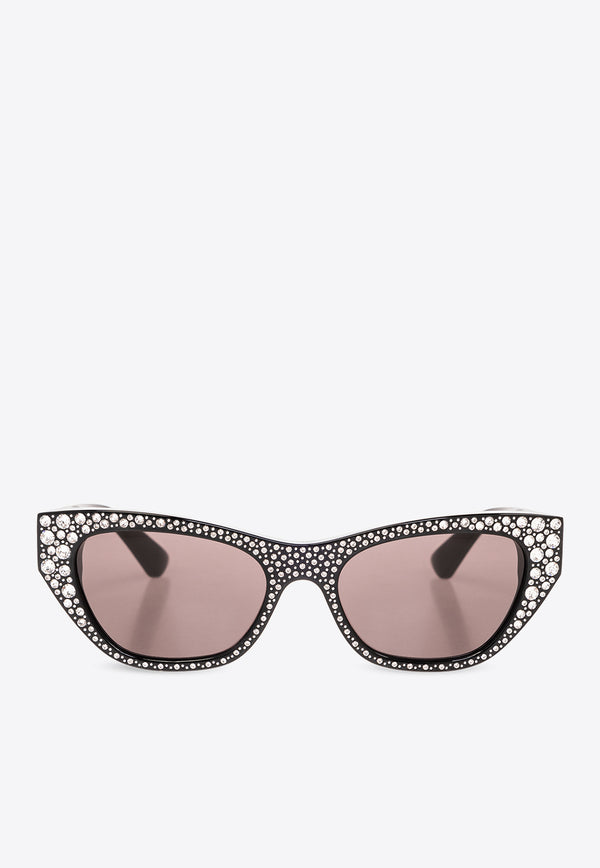 Alexander McQueen Crystal Paved Cat-Eye Sunglasses Gray 781190 J0763-1056