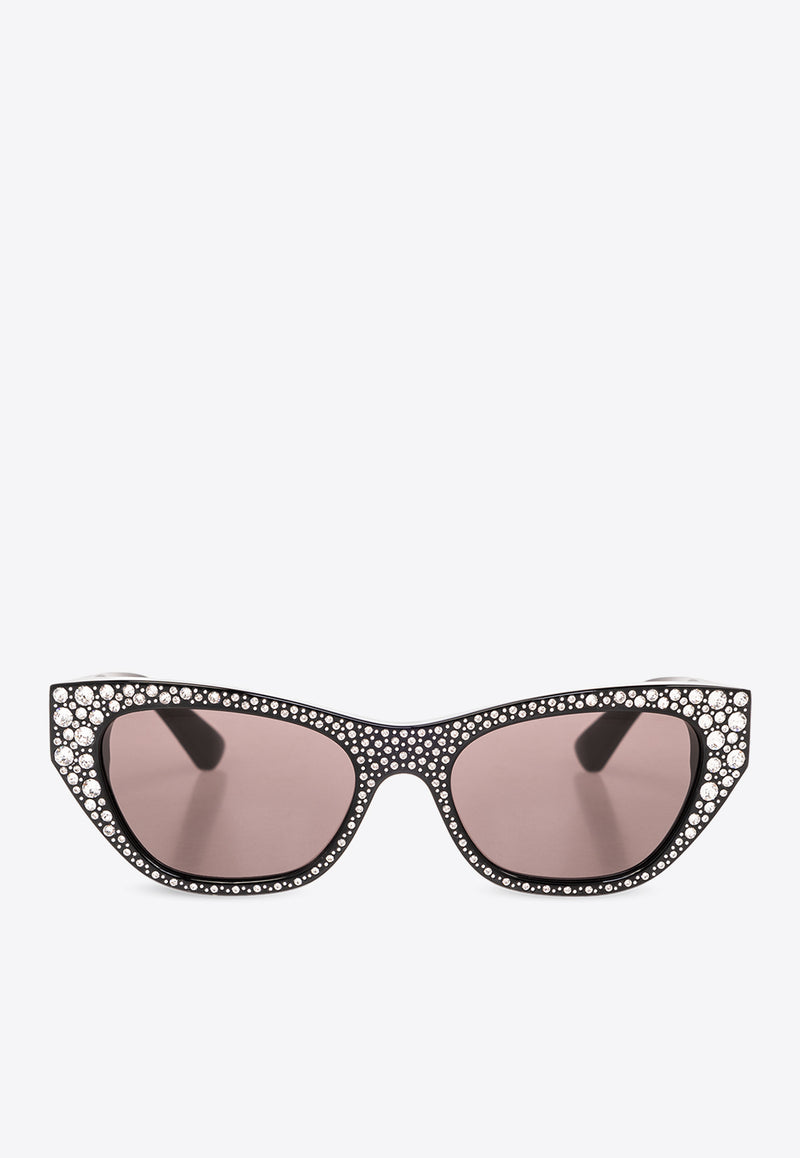 Alexander McQueen Crystal Paved Cat-Eye Sunglasses Gray 781190 J0763-1056