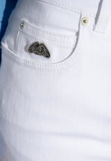 Alexander McQueen Logo Plaque Wide-Leg Jeans White 780823 QMACM-9000