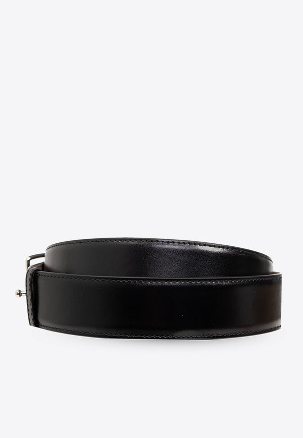 Alexander McQueen Curea Leather Buckle Belt Black 781602 1BLCH-1000