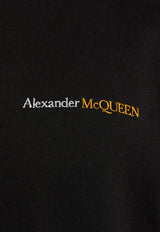 Alexander McQueen Logo Embroidered Crewneck Sweatshirt Black 781868 QXAAC-1000