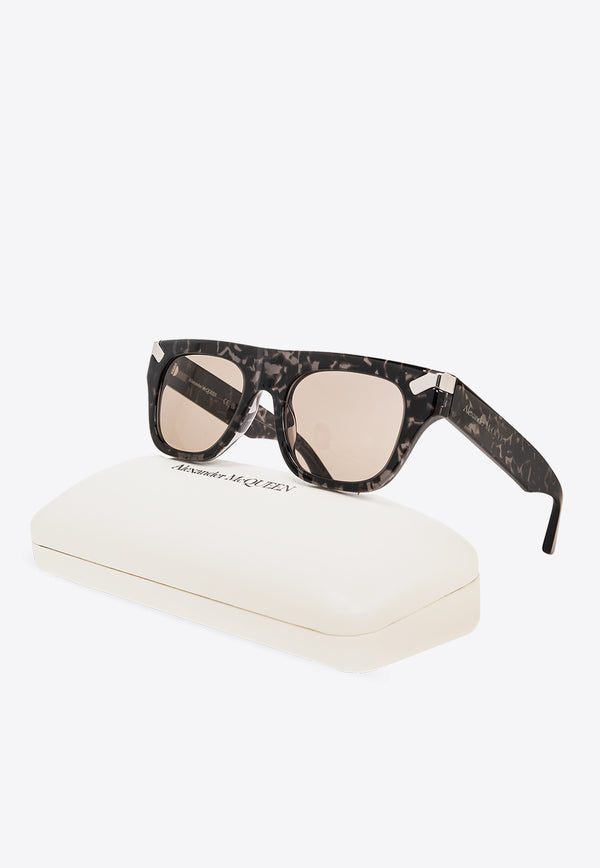 Alexander McQueen Punk Rivet Square-Framed Sunglasses Brown 781945 J0749-1309