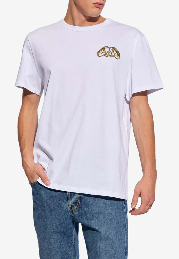 Alexander McQueen Half Seal Logo Appliqué T-shirt White 781995 QXAAF-9000