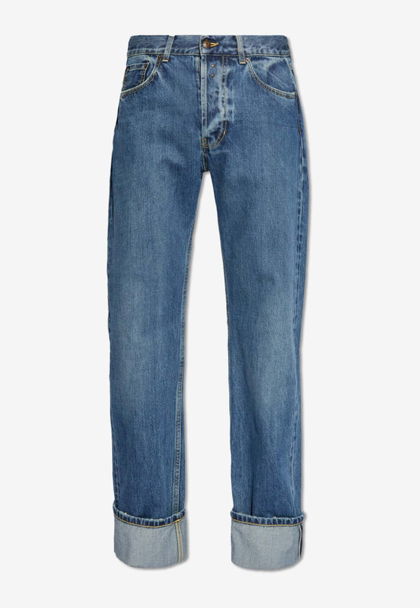 Alexander McQueen Logo Patch Straight-Leg Jeans Blue 781770 QYAAU-4211