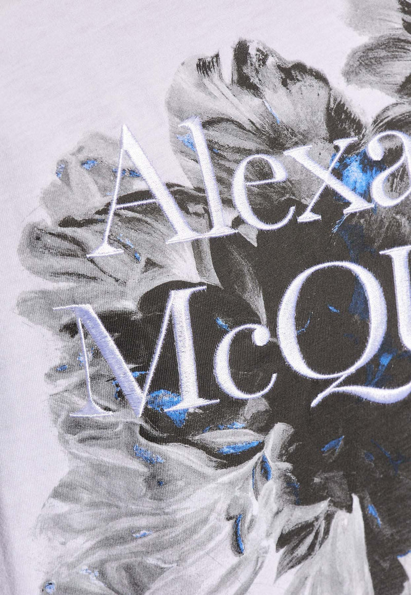 Alexander McQueen Fold Skull Logo T-shirt White 781969 QTABD-0909