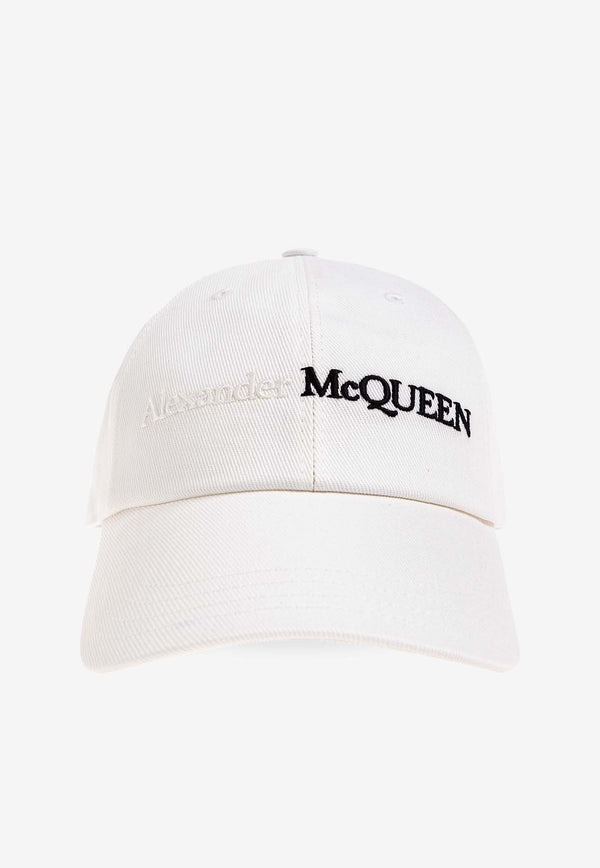 Alexander McQueen Logo Embroidered Baseball Cap White 782062 4105Q-9060