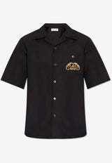 Alexander McQueen Embroidered Seal Short-Sleeved Shirt Black 782260 QNAAD-1000