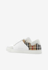 Burberry Low-Top Leather and Check Sneakers 8069089 A9022-NTWHT ARBEIGE IP CHK