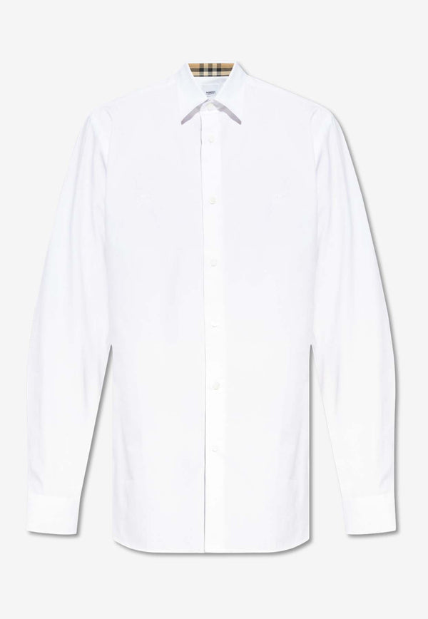 Burberry EKD Embroidered Long-Sleeves Shirt  8071465 A1464-WHITE