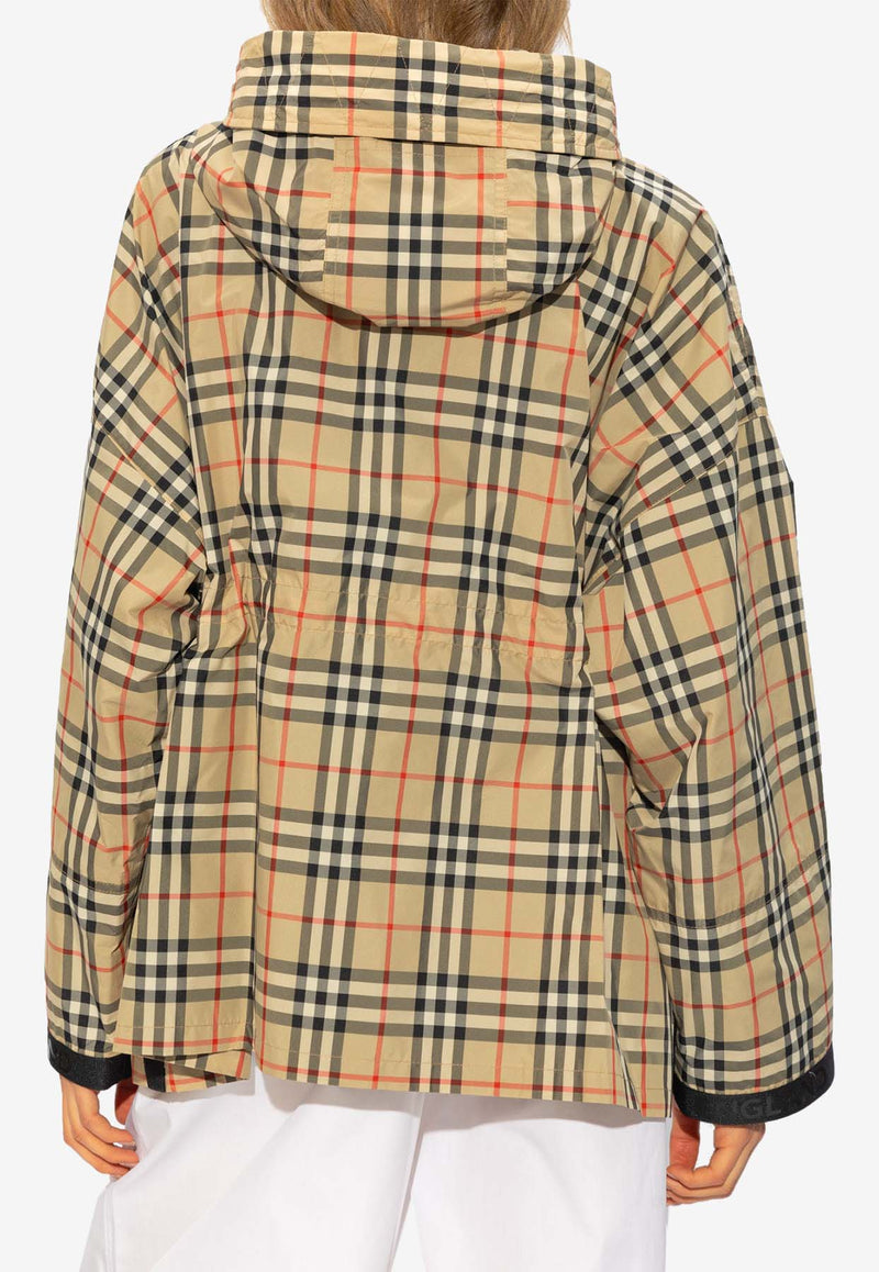 Burberry Plaid-Check Hooded Jacket
 8062947 A7028-ARCHIVE BEIGE IP CHK