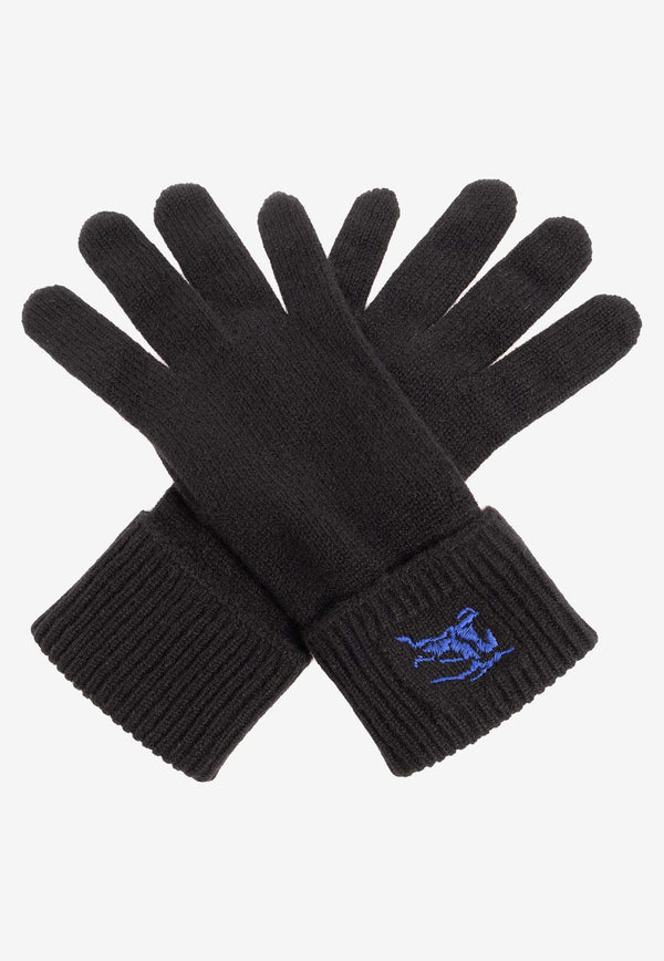 Burberry EKD Embroidered Cashmere Blend Gloves 8078830 A1189-BLACK