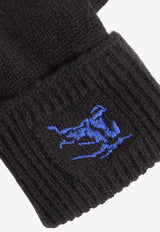 Burberry EKD Embroidered Cashmere Blend Gloves 8078830 A1189-BLACK