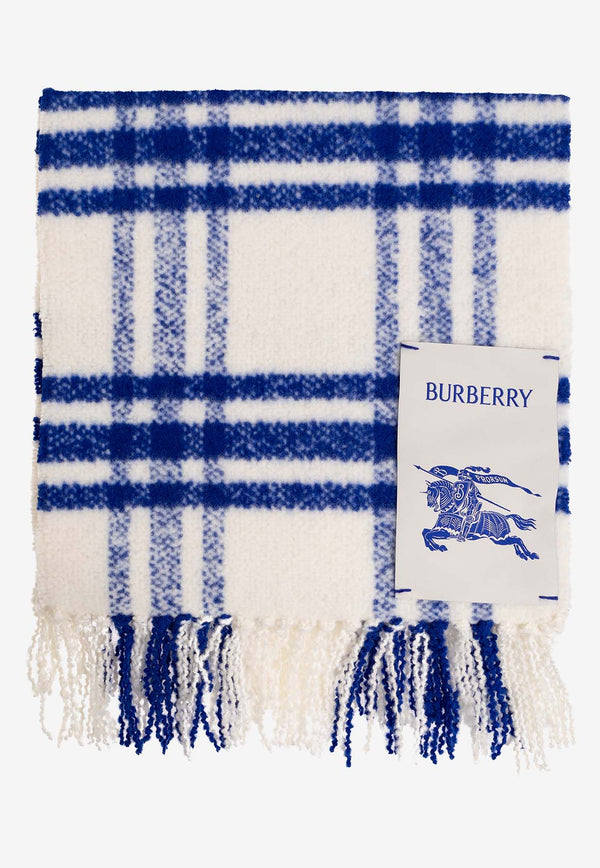 Burberry Check Fringed Wool Scarf 8079267 B7323-KNIGHT