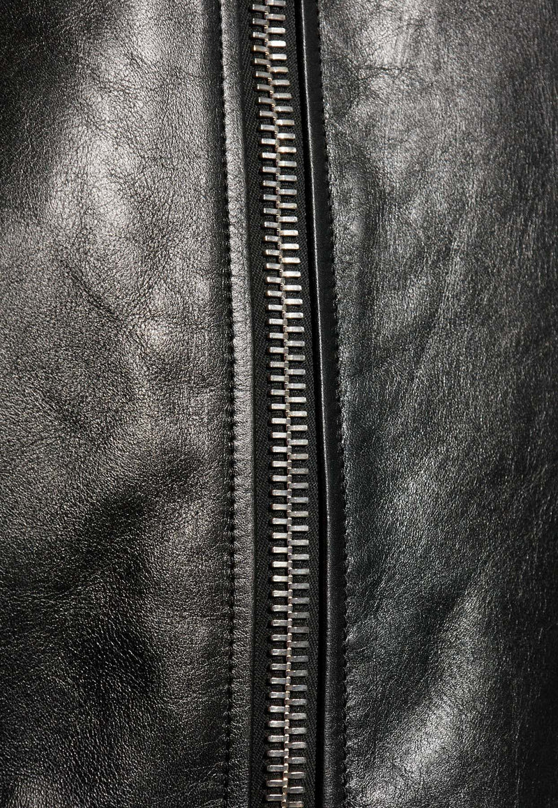 Alexander McQueen Zip-Up Leather Biker Jacket Black 782735 Q5AM8-1000