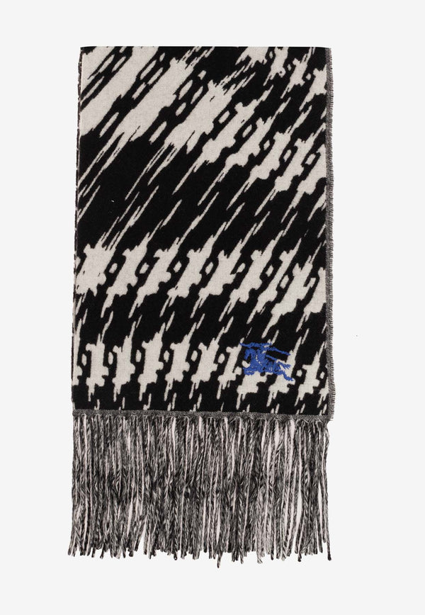 Burberry Warped Houndstooth Cashmere Blend Scarf 8079983 A7680-MONOCHROME
