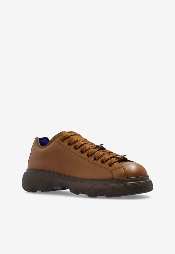 Burberry Round-Toe Leather Ranger Shoes 8080016 B8747-WOOD
