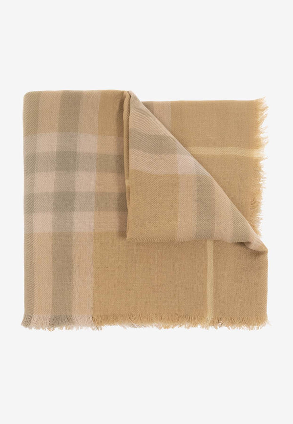 Burberry Check Printed Wool Scarf 8080098 A3743-FLAX