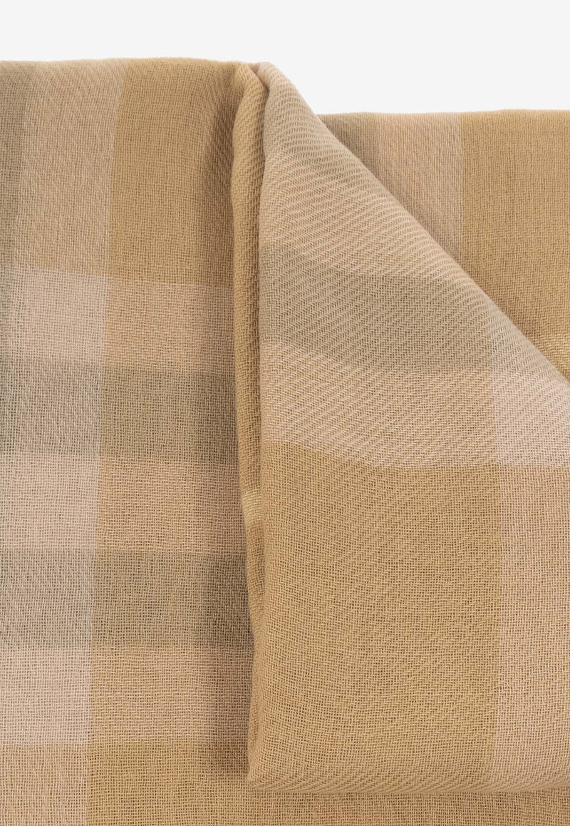 Burberry Check Printed Wool Scarf 8080098 A3743-FLAX