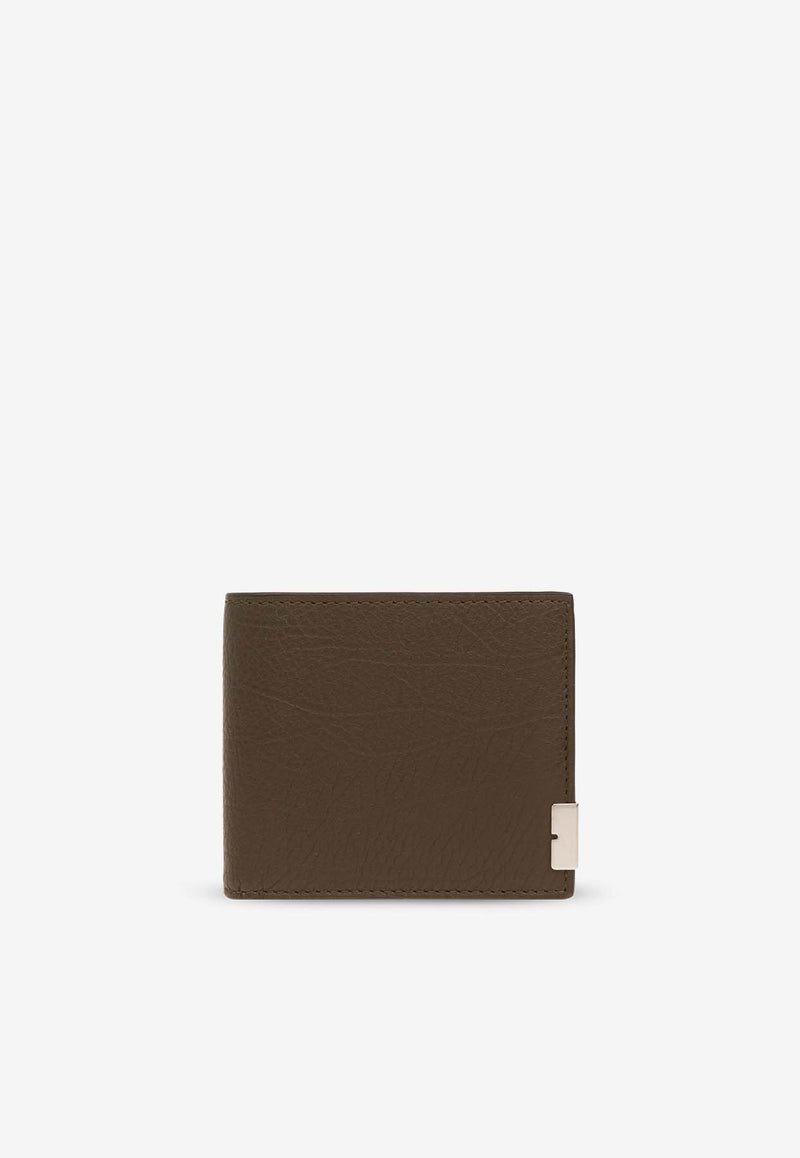 Burberry B Cut Bi-Fold Wallet in Grained Leather Brown 8080664 A1336-MILITARY