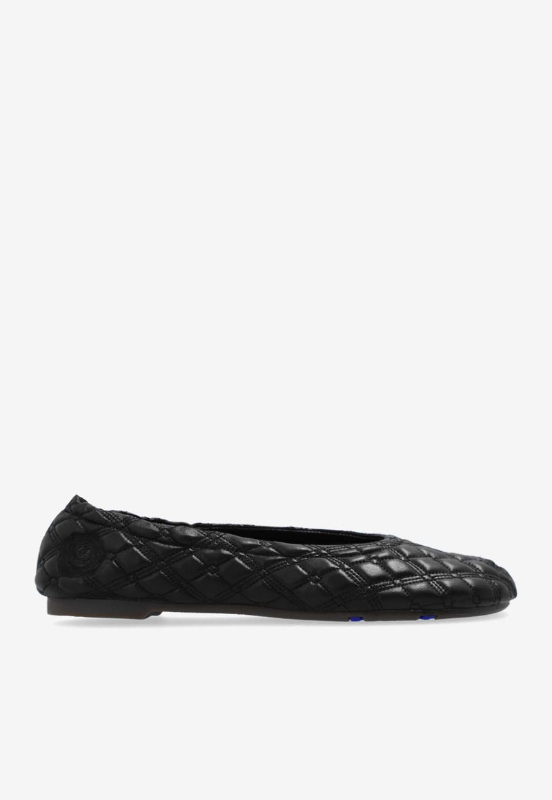 Burberry Sadler Quilted Leather Ballet Flats Black 8080383 A1189-BLACK