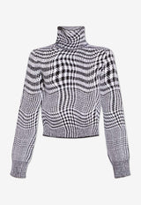 Burberry Houndstooth Check Turtleneck Sweater White 8080885 A7820-MONOCHROME IP PTTN