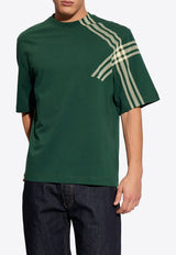 Burberry Check-Sleeve Crewneck T-Shirt Green 8082052 B8636-IVY
