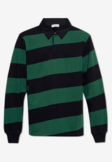 Burberry Long-Sleeved Striped Polo T-shirt Green 8081278 A1931-BLACK IP PATTERN