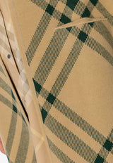 Burberry Check Pattern Wool-Blend Cape Beige 8082531 A3743-FLAX IVY