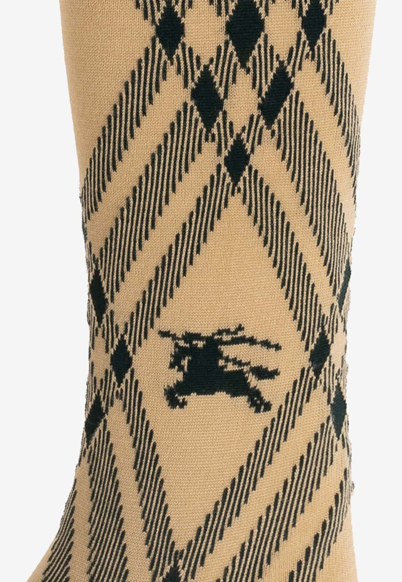 Burberry Check Pattern Wool-Blend Tights Beige 8081922 A3743-FLAX IVY