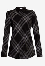 Burberry Check Pattern Long-Sleeved Shirt Black 8082904 A7820-MONOCHROME IP PTTN