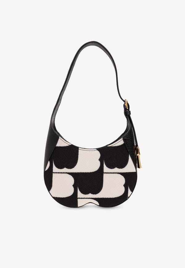 Burberry Small Chess Embroidered Shoulder Bag Monochrome 8081983 A1189-BLACK