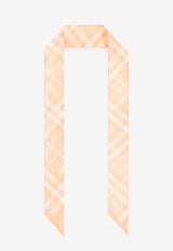 Burberry Skinny Check-Pattern Silk Scarf Peach 8083299 A4470-PEACH