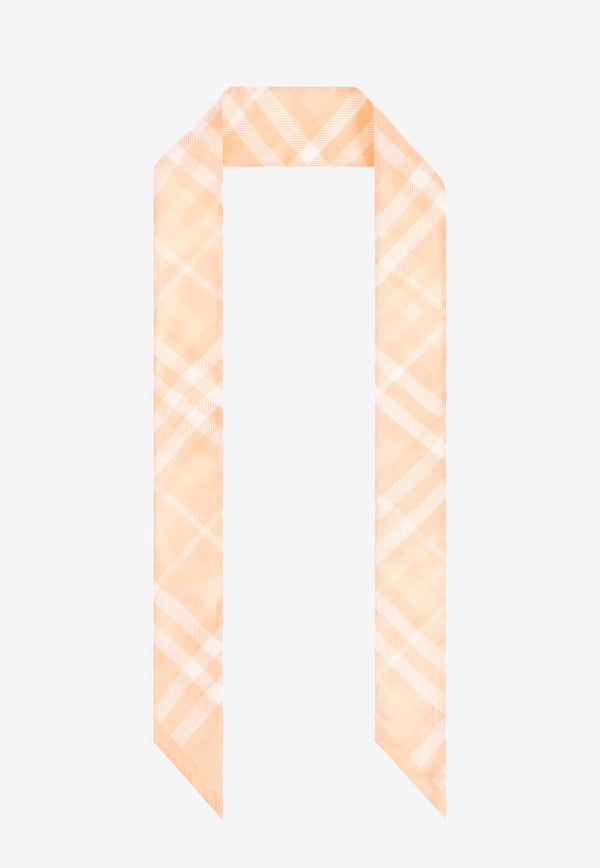 Burberry Skinny Check-Pattern Silk Scarf Peach 8083299 A4470-PEACH