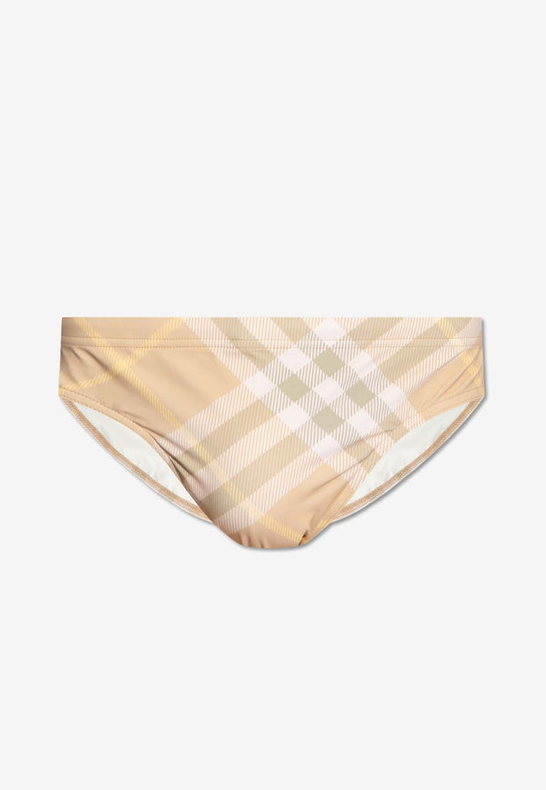 Burberry Checked Pattern Swimming Briefs Beige 8082727 B8686-FLAX IP CHECK