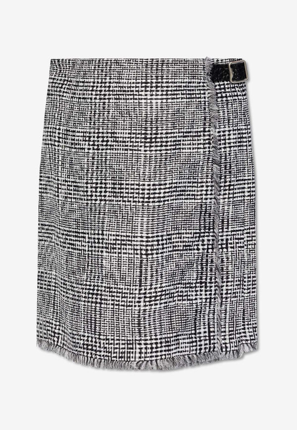 Burberry A-line Checked Mini Skirt Gray 8083009 A7820-MONOCHROME IP PTTN