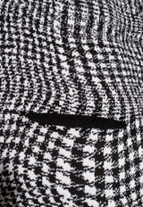 Burberry Houndstooth Wool-Blend Poncho Black 8081935 B6420-MONOCHROME IP CHECK