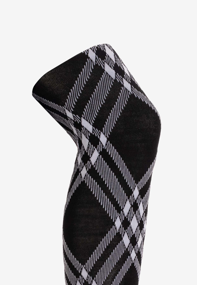 Burberry Check Pattern Wool-Blend Tights Black 8083660 A1189-BLACK WHITE
