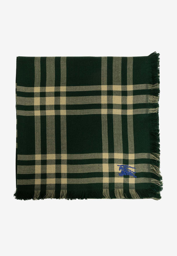 Burberry Checked Wool-Blend Scarf Green 8083800 B8636-IVY